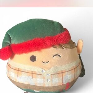 Festive Elf Pillow with Green Hat and Red Trim